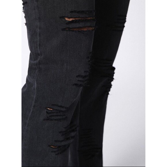 $228 Diesel Men's Buster Regular Slim Tapered Destroy Jeans 084PQ Black Size 34 - Picture 10 of 12